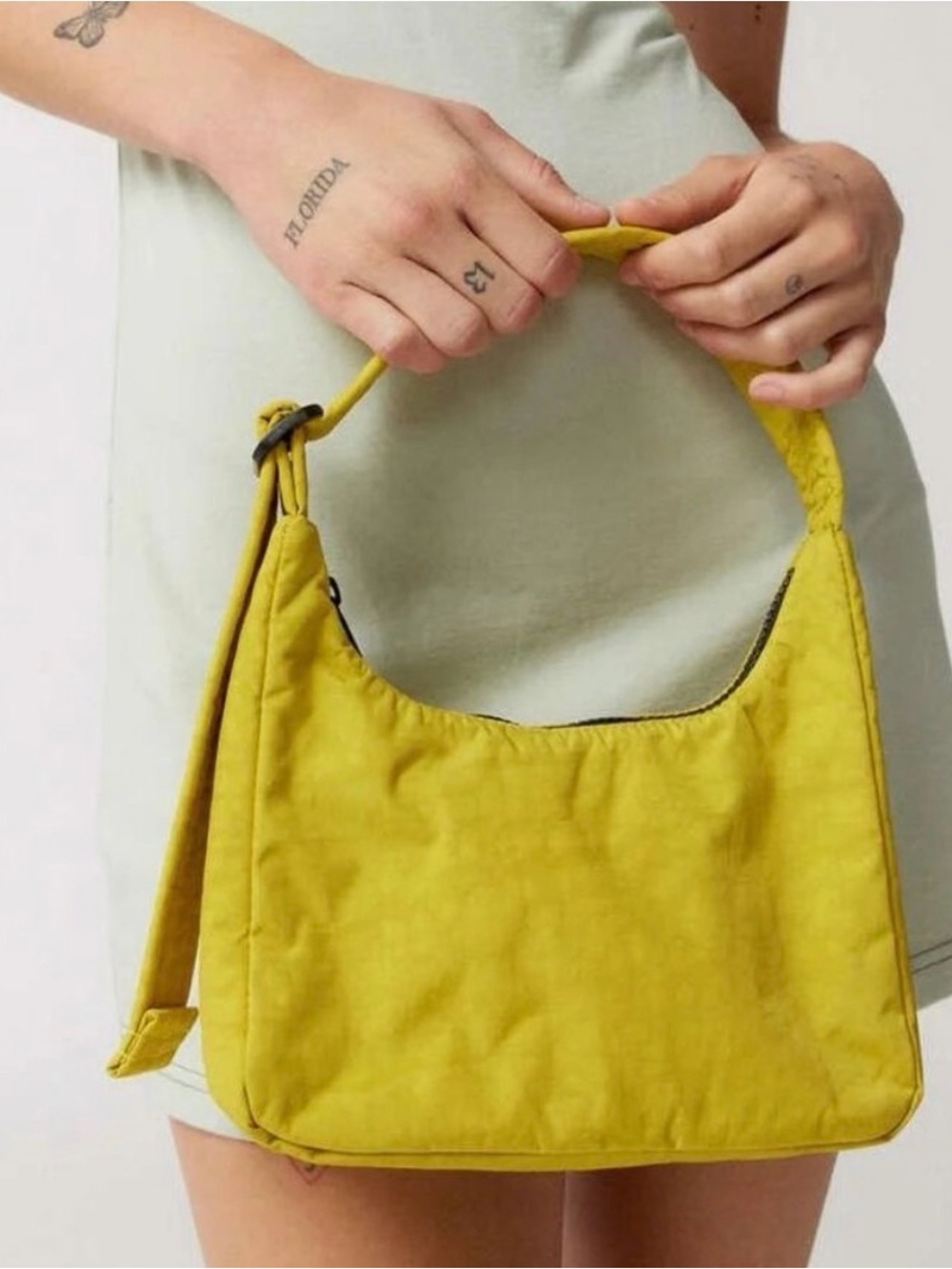 NWT BAGGU Mini Nylon Shoulder Bag in Yellow (Sour color name)